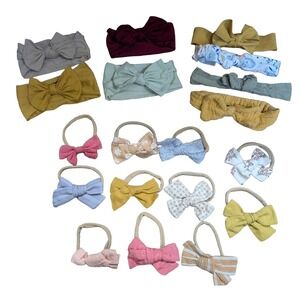Baby Bow Headband Bundle Nylon Lot Neutral Boho Girl Accessories Soft Stretch